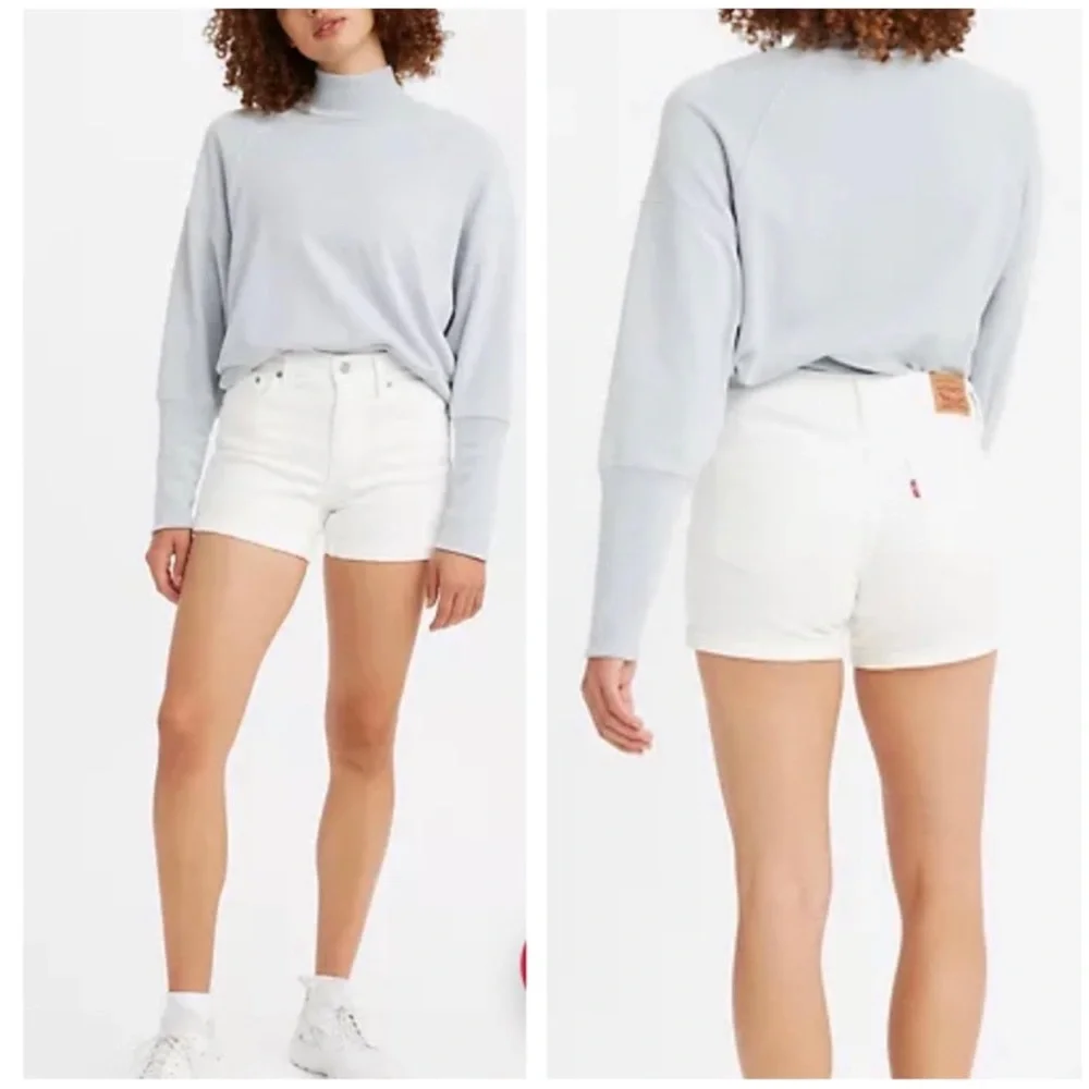 Levi’s Distressed Mid-Length White Shorts - Picture 1 of 9